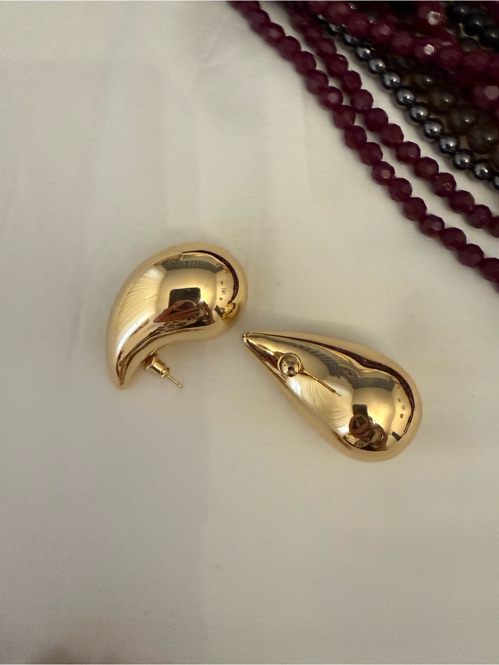 Simons Gold Teardrop Dome Clip-On Earrings